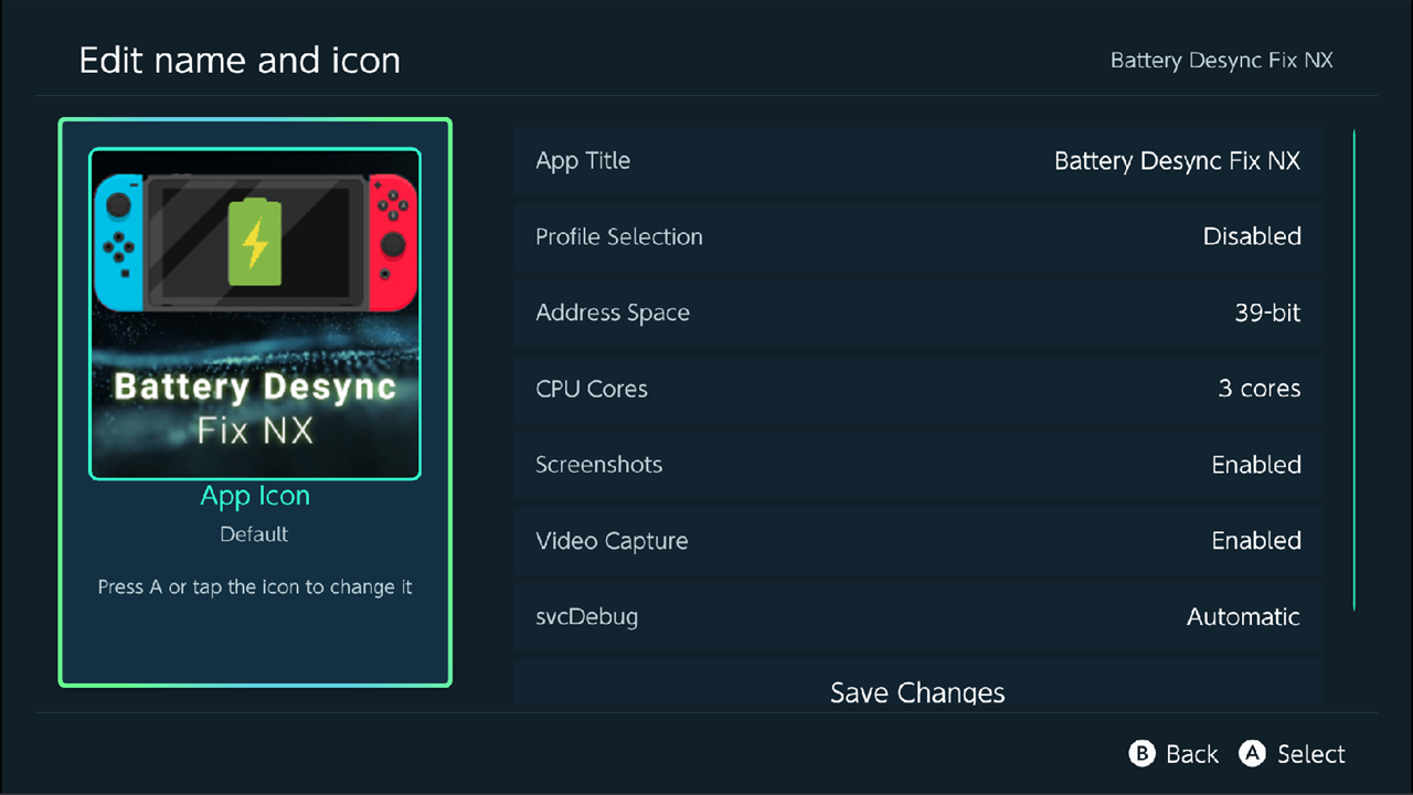 Edit name and icon screen with title field and icon preview