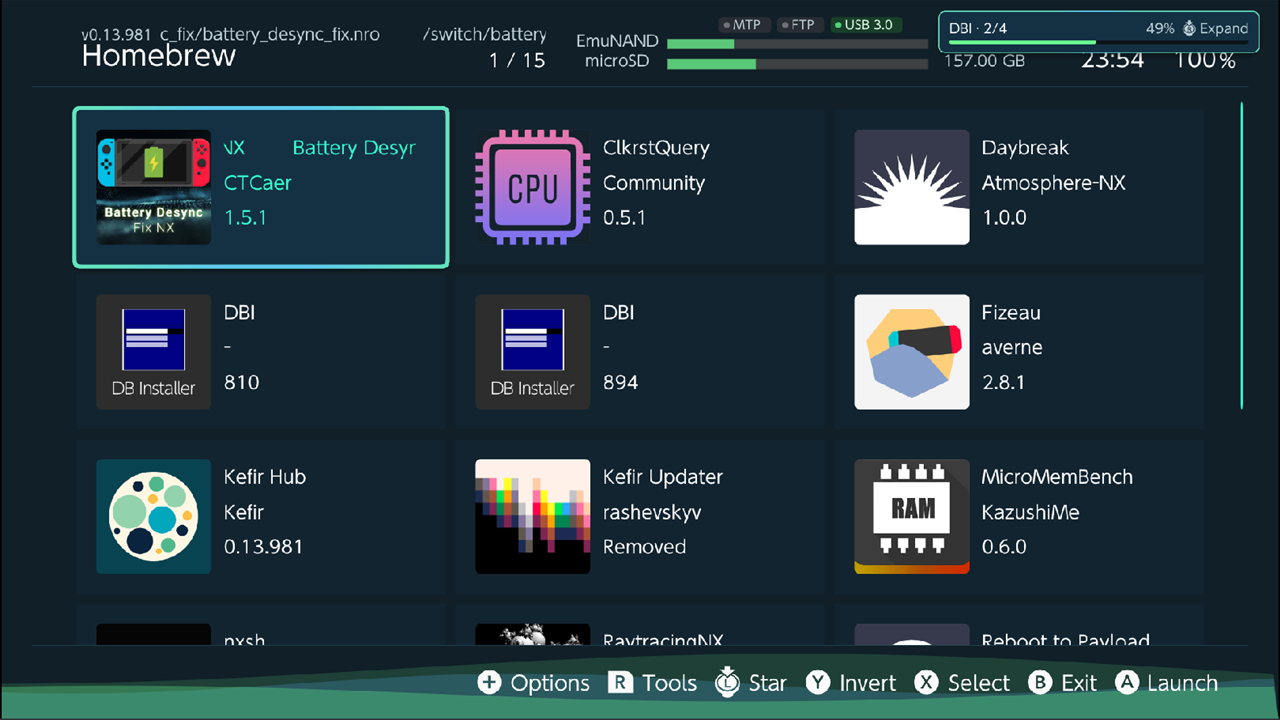 Main menu with the minimized install badge at the top right